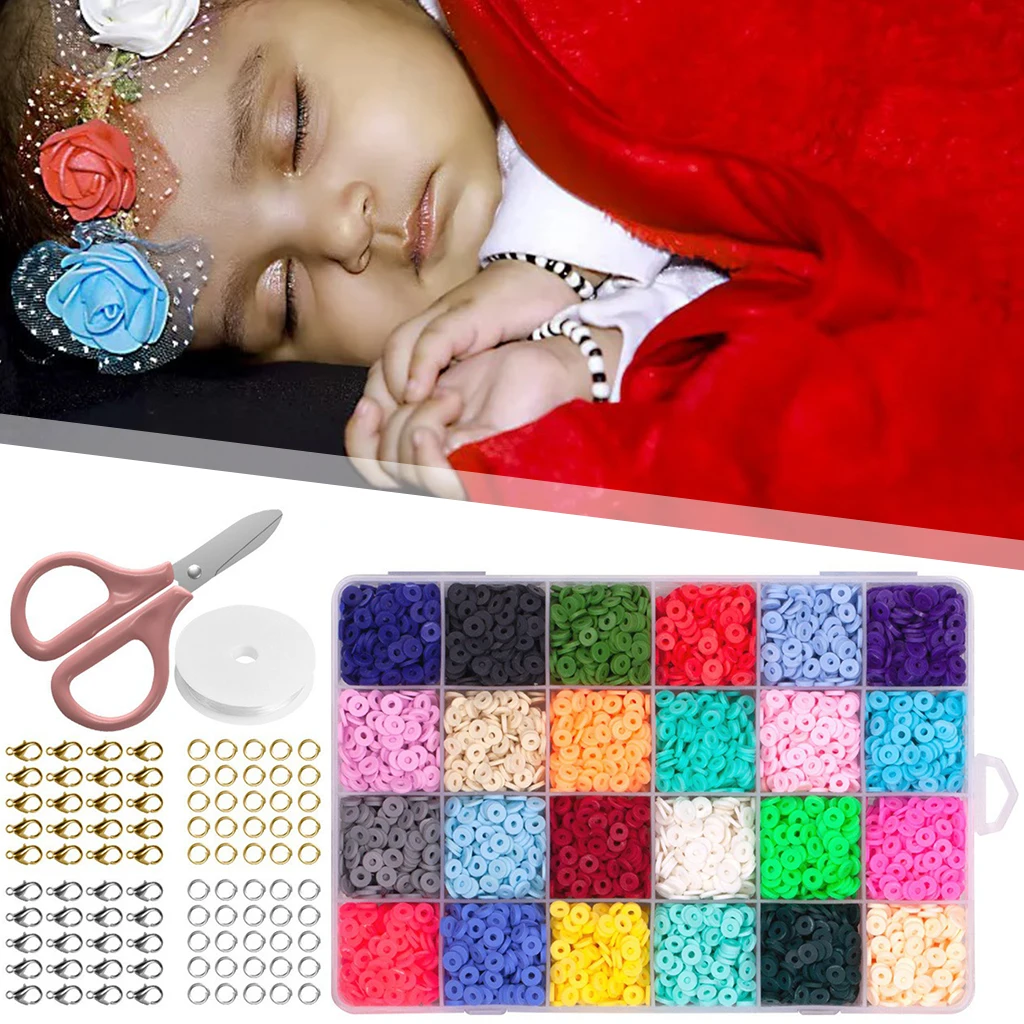 

4800 Pcs Polymer Clay Beads Chip Disk Mixed Beads Jump Rings Lobster Clasp Beading DIY Jewelry Making Kit Combination
