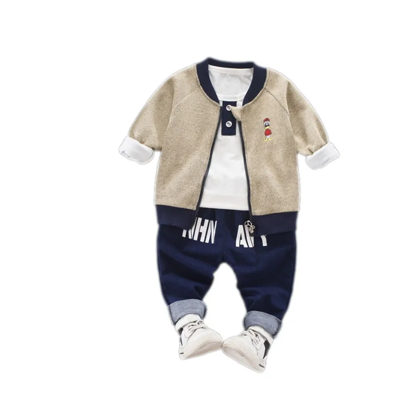 Boys Girls Clothing Set Fall Infant Baby Long Sleeve T-Shirt+Coat+Pants 3pcs Outfits Toddler Childern Casual Tracksuit A0078 | Мать и