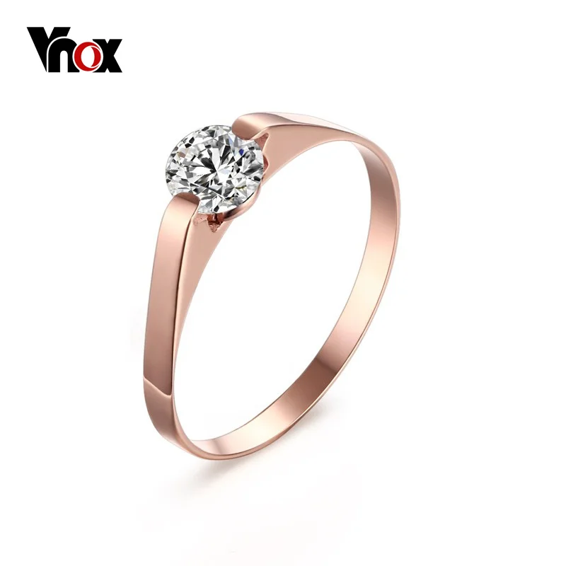 

Vnox Women's Rose Gold-Color Ring Trendy Cubic Zircon Stone Engagement Rings for Girl