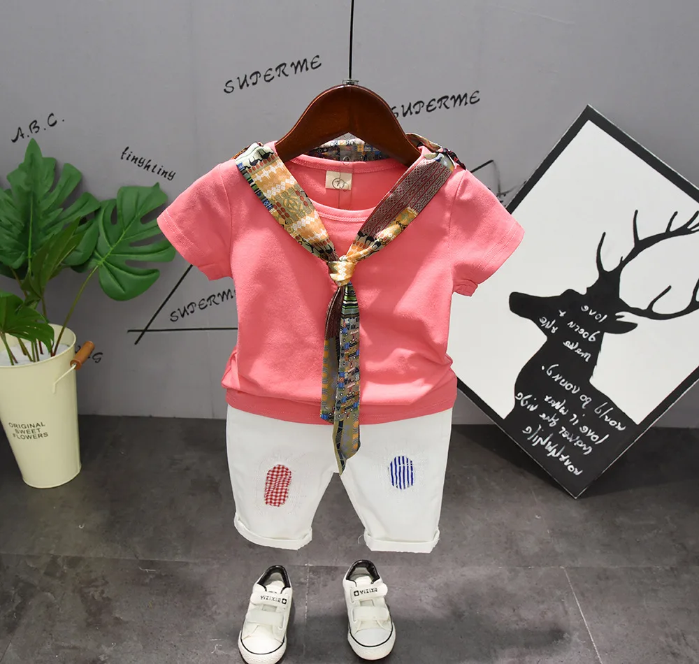 Хлопковая футболка и шорты для мальчиков с круглым вырезом|Футболки мальчиков| |