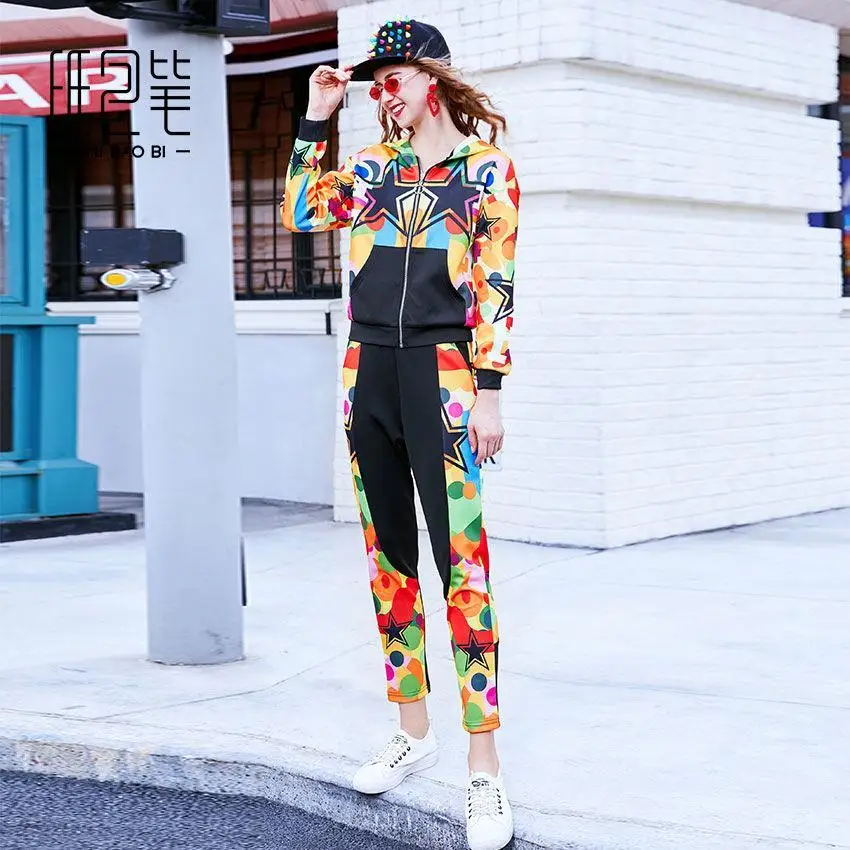 

2021 Paper Bag Pen Fashion Autumn New Hong Kong Style Fashion Sports and Leisure Suit Women's Two-Piece Social Travel Thin Coat