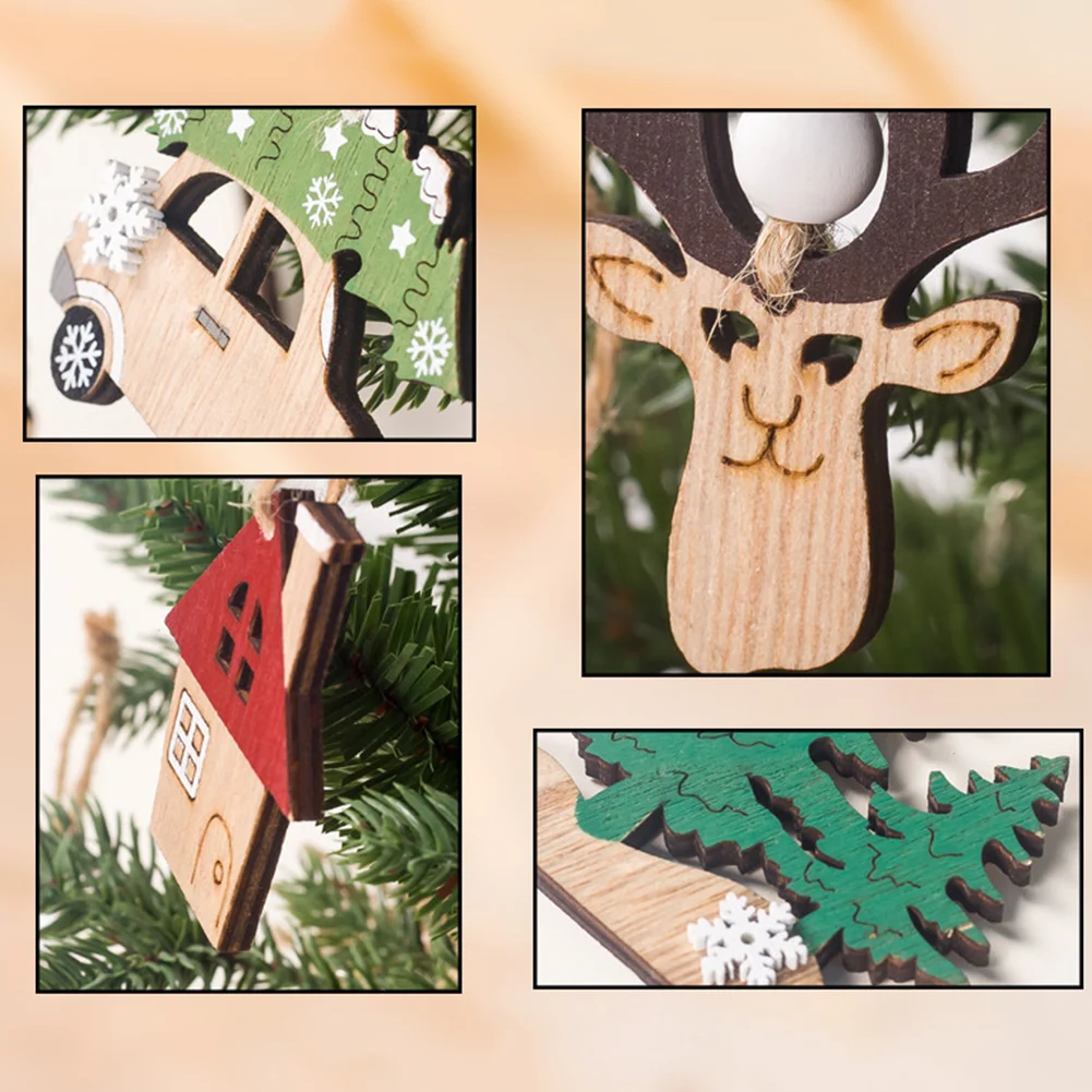 6 шт платье на Рождество с милой Деревянные Подвески вечерние Рождественская