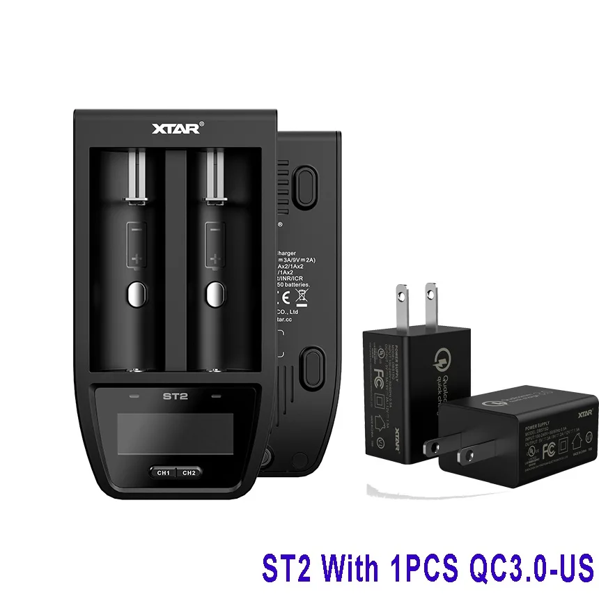 ST2-QC3.0-US XTAR ST2 умное быстрое зарядное устройство USB 30 мин полностью заряженный порт type-C 3,6 В/3,7 в литий-ионный аккумулятор 26650 20700 21700 18650 зарядное устройство - Цвет: ST2-QC3.0-US
