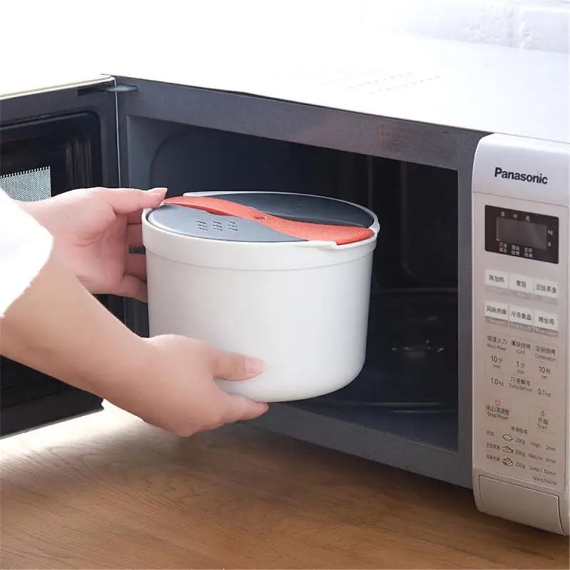 

2L Rice Cooker For Microwave Oven Two-Layer Food Steamer Pot PP Microwave Cooking Insulation Bento Lunch Box For Home Restaurant