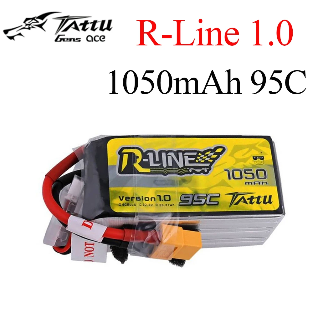 Аккумулятор Tattu R Line 1050 мАч 95C 6S1P Lipo с разъемом XT60 для RC FPV Racing Drone Quadcopter|Детали и