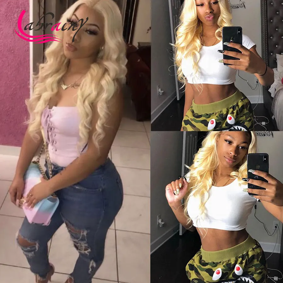 HD transparent Lace Frontal Wigs 613 Blonde Glueless Body Wave Pre Plucked 13x6 Front Human Hair Natural Hairline | Шиньоны и парики