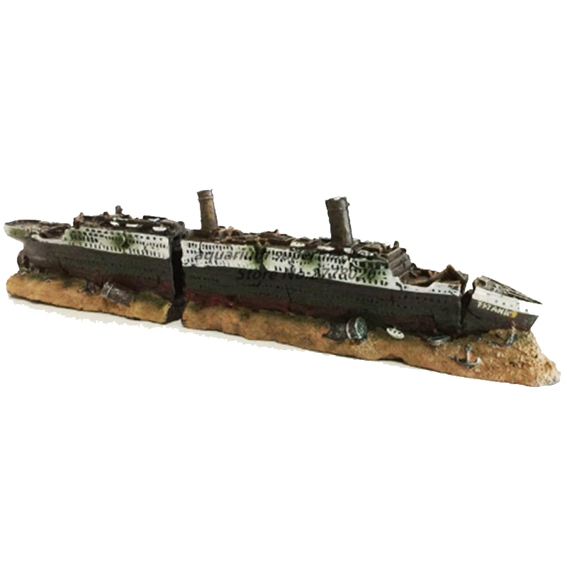 

Fish tank decorations Titanic Ship Boat Model Aquarium Wreck Boat Sunk Ship Air Split Shipwreck Ornament Fish Tank Cave Decor
