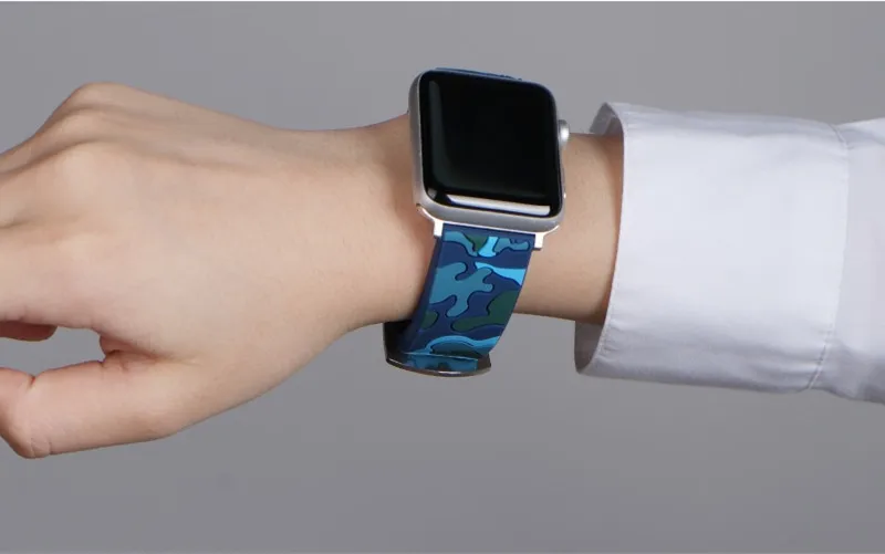 Камуфляжный ремешок для Apple watch 4, 5, ремешок 44 мм, 40 мм, iWatch 42 мм, 38 мм, силиконовый спортивный браслет, ремешок для Apple watch 5, 4, 3, 21