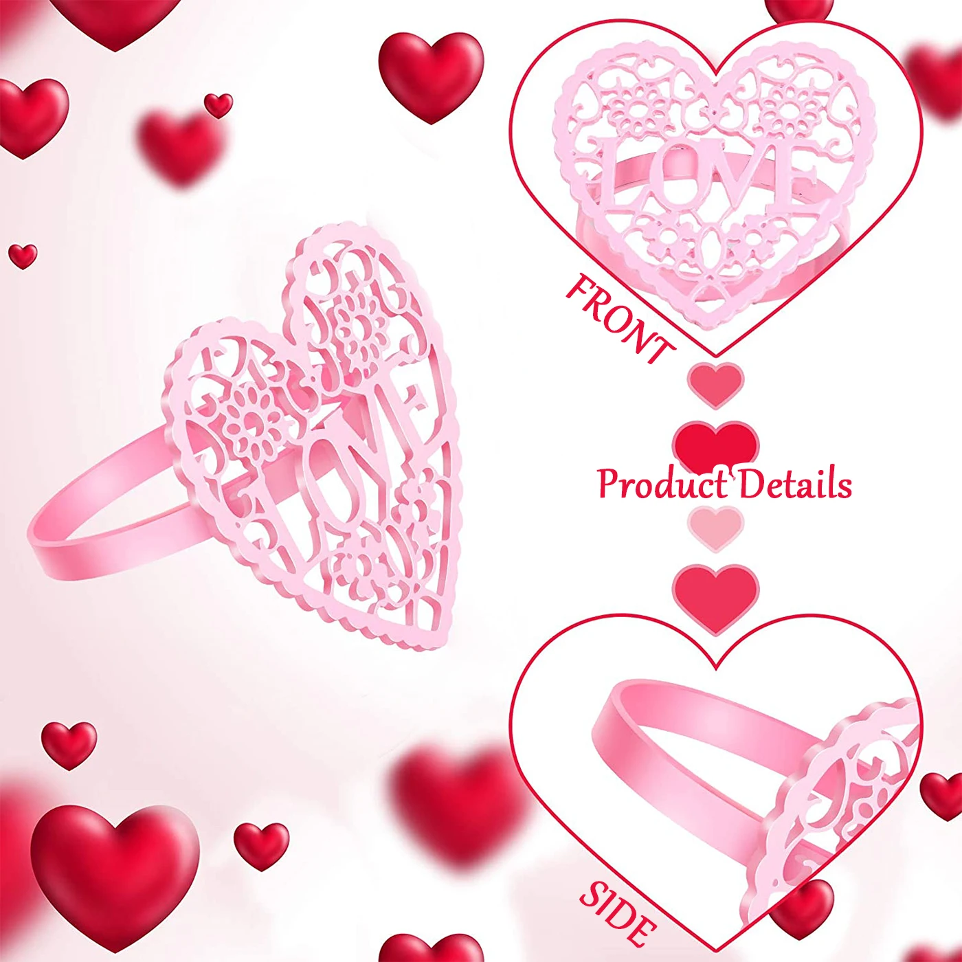 12 шт. кольца для салфеток на День святого Валентина | Дом и сад