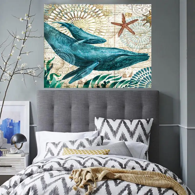 

Blanket For Bed Tapestry Wall Hanging Ocean Style Turtle Sea Horse Pattern Home Dorm Decoration Tablecloth Yoga Mat Wall Carpet