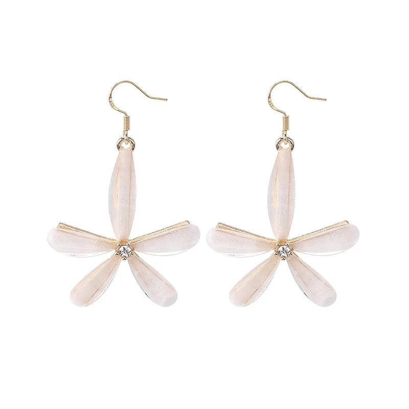 Корейский белый большой цветок висячие серьги для женщин акриловая Длинная