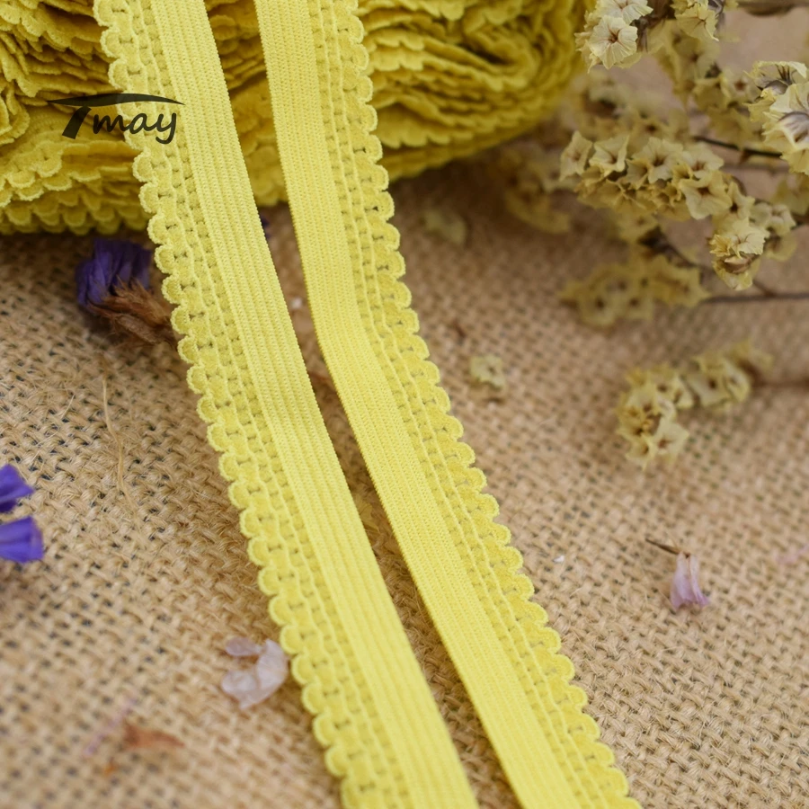 Эластичные ленты #1553 золотисто-желтая кружевная лента 8 ярдов/Лот 12 мм широкая