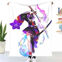 anime girl with flaming sword throw blanket sheets on the bed blankets on the sofa decorative lattice bedspreads happy nap for
