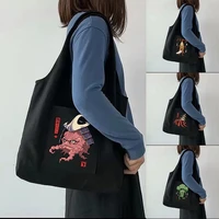 shopping bag lady funny printing travel washable large capacity portable messenger shoulder bag foldable grocery storage bags