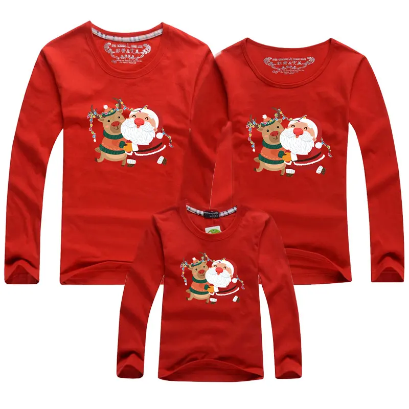 

Father Mother Son Daughter Clothes New Year Adult Kids T-shirt Christmas Family Matching T-shirt Long Sleeve Cotton Cartoon