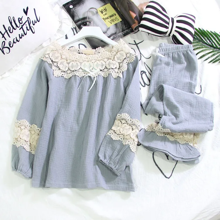 Женские пижамы летняя одежда для сна ночная рубашка девочек кружевная двойная