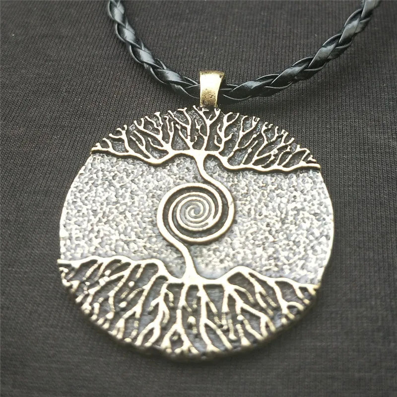 Leather Chain Bronze WICCA Дерево жизни Yggdrasil World Tree Шарм Северный талисман амулет викинга языческий кулон ожерелье Мужская Женская бижутерия - Окраска металла: Leather Chain Bronze
