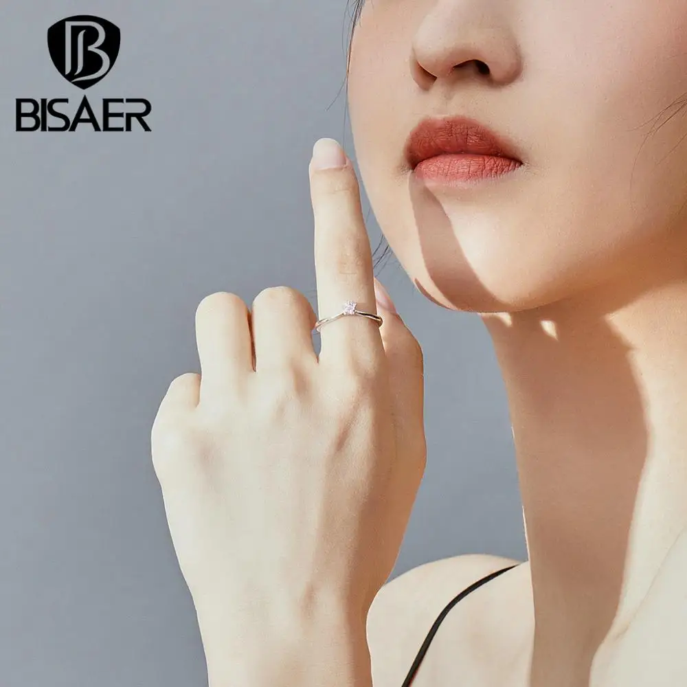 Кольца с отпечатками ног, BISAER, 925 пробы, серебро и розовый циркон, собака, кошка, маленькие следы, кольца на палец, корейские серебряные ювелирные изделия ECR628