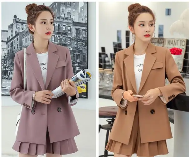 Высококачественная двубортная Черная куртка из ткани длинные элегантные