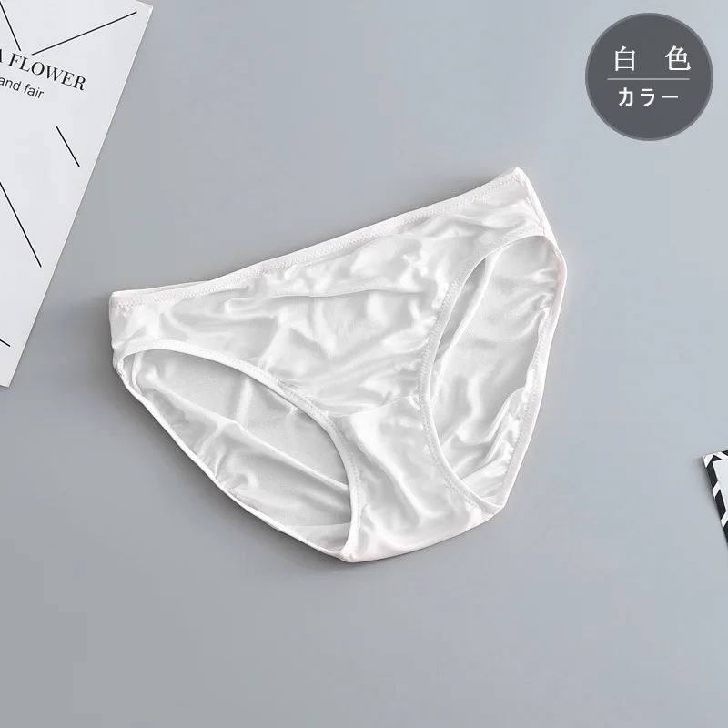 

100% Silk Wrap Female Breathable Comfortable Thin Low Waist Pure Color Triangle Silk Underwear Sexy Silk Pants