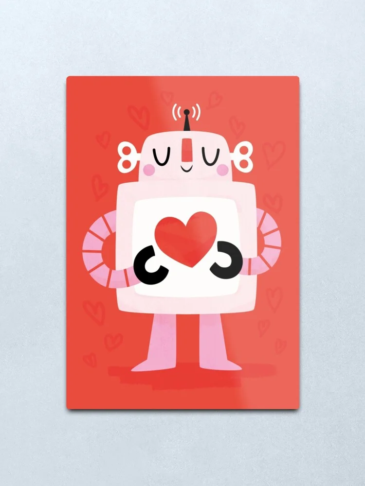 

Love Robot Metal Print Tin Sign Bar Home Wall Decor Metal Art Poster