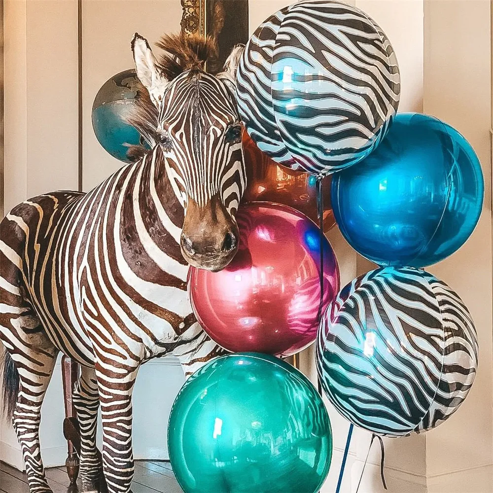 

3pcs 22Inch Safari Animal Print Foil Balloon Wild Mylar 4D Round Helium Balloon Leopard tiger Jungle Theme Birthday party decor