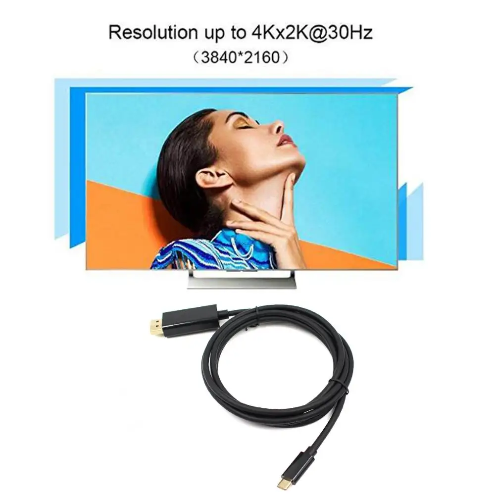 1 8 м USB 3 Тип C Дисплей порт кабель Топ штекер DP 4K HDTV адаптер|Кабели VGA| |