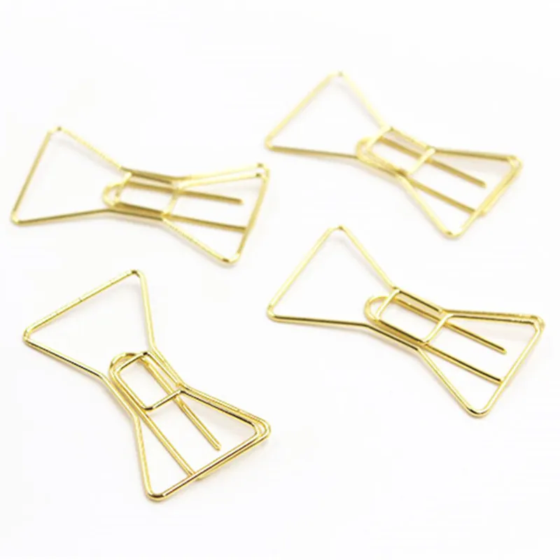 

2021 Cute Paper Clips Bookmark Gold Bow Clip Notebook DIY Accessories Bookend Clip School Metal Paper Clips Stationery