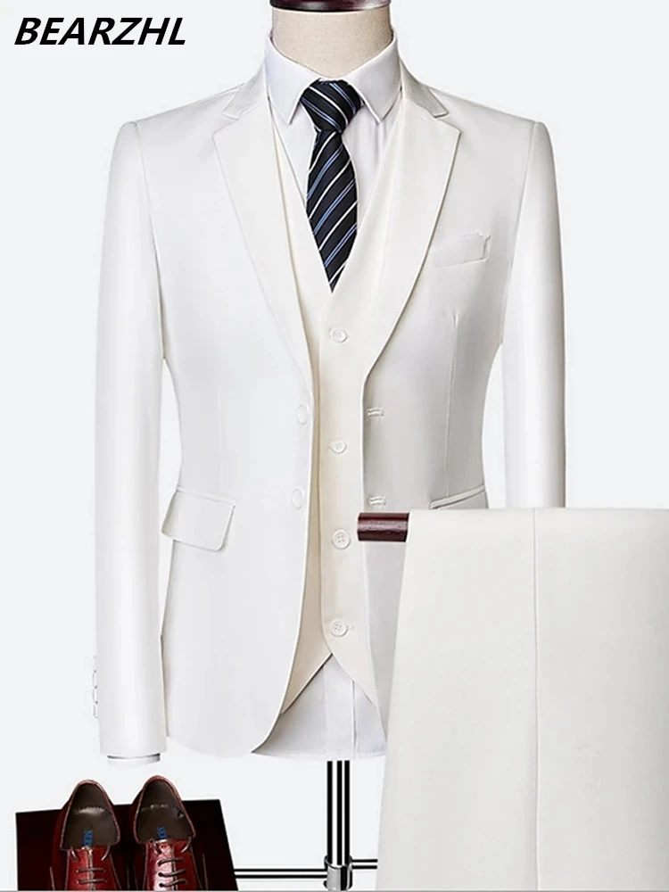 

High Quality Suits For Wedding Tuxedo White Custom Made 3 Piece 2021