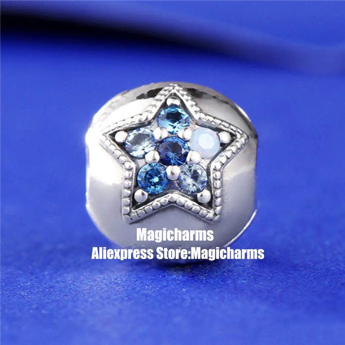 

925 Sterling Silver Bright Star Multi-Color Stopper Charm beads Fits All European Bracelets Necklaces