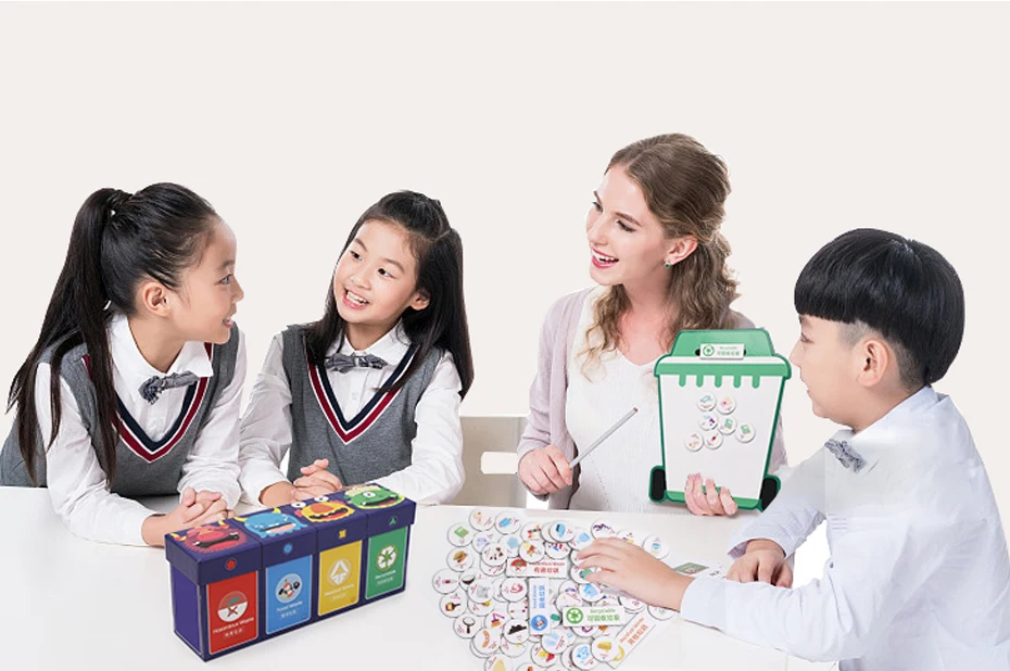 Магнитные Головоломки для сортировки мусора, игры, игрушки для сортировки мусора, классификация мусорных банок, экологическая ранняя обучающая Дидактическая игрушка