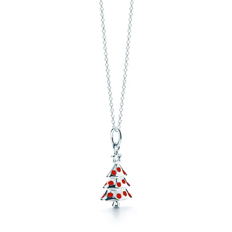 

1: 1 925 Sterling Silver HighQuality Classics ChristmasTrees Pendant NecklaceWomen Logo Original Genuine Jewelry Holiday Gift