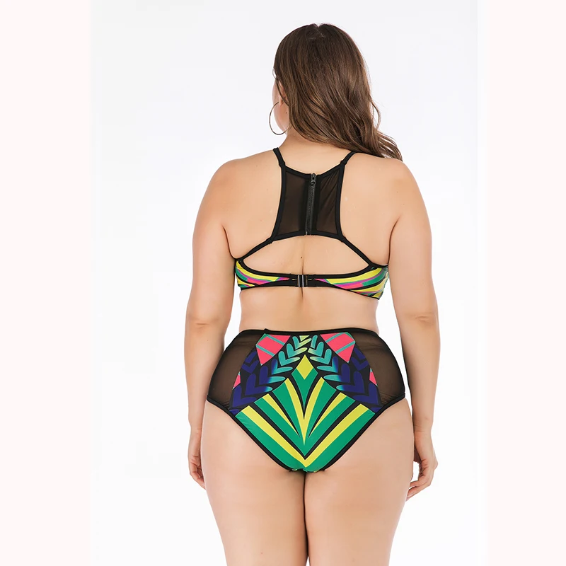 Бикини костюм дамы размера плюс купальник независимый Двухсекционный бикини купальник Сексуальная большая грудь пуш-ап высокий бюстгальтер раздельный купальник Mujer
