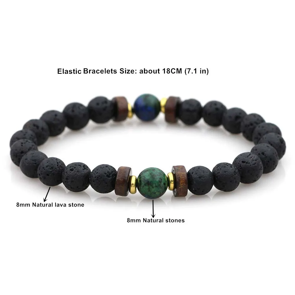 Мужские и женские браслеты из натурального чакры 8 мм лавового камня бисера