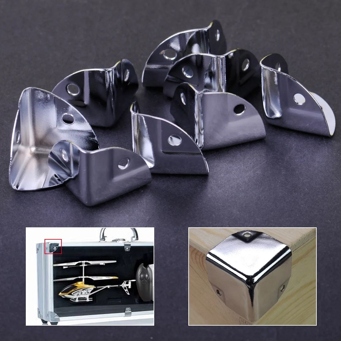 8pcs Metal Corner Bracket Angle Brace Protectors for Wooden Trunk Box Chest Flightcase Accessories
