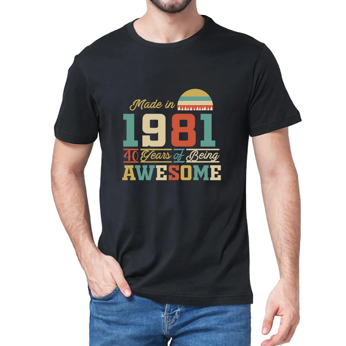 

Unisex Made in 1981 40th Birthday Gift Awesome 88th Birthday Vintage Funny Men's 100% Cotton Short Sleeve T-Shirt Streetwear Tee