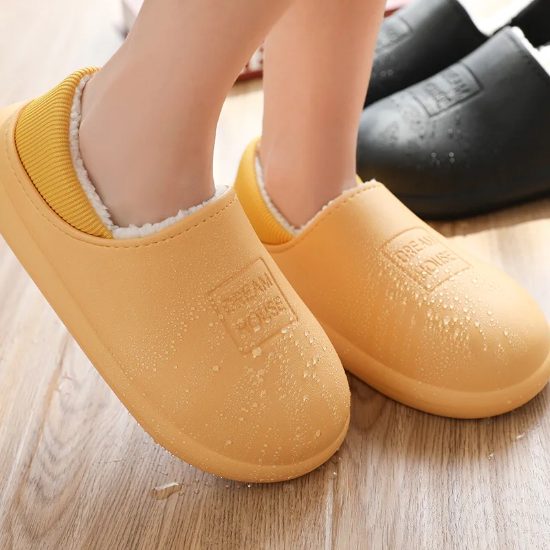 

Winter Slippers Warm Women Shoes Waterproof Lady Non-Slip Plush Cotton Slippers Indoor Outdoor Cozy Home Autumn Thick Heel Shoes