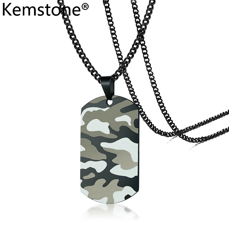 Мужской кулон kemstone черный Камуфляжный из нержавеющей стали в стиле милитари