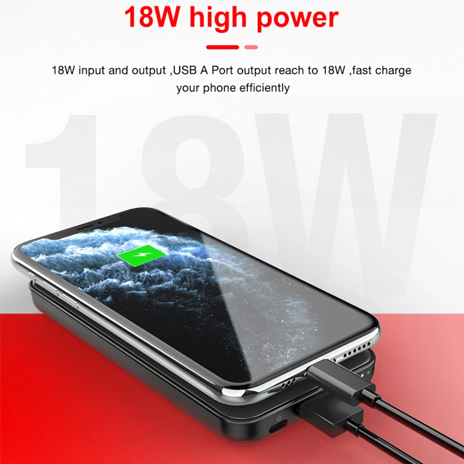 CASEIER присоска чашки беспроводной банк силы 10000 mAh 18W PD QC 3 0 Быстрая зарядка Powerbank