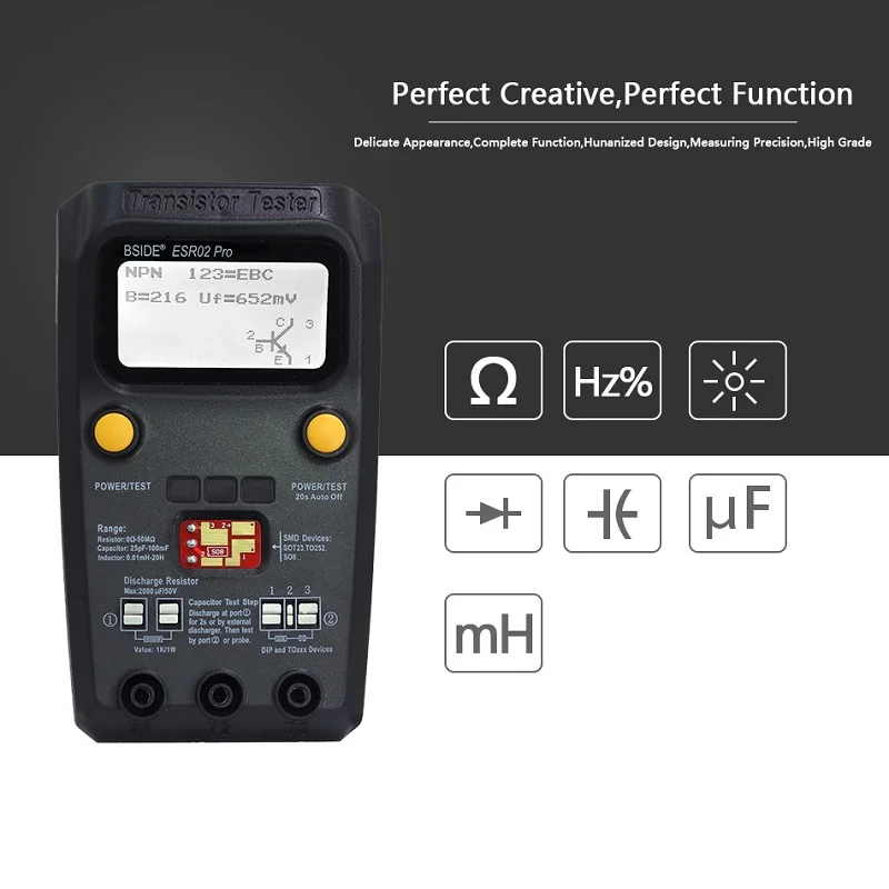 BSIDE ESR02PRO Digital Transistor Tester SMD Components Diode Triode Resistance Capacitance Inductance Multimeter ESR Meter | Инструменты