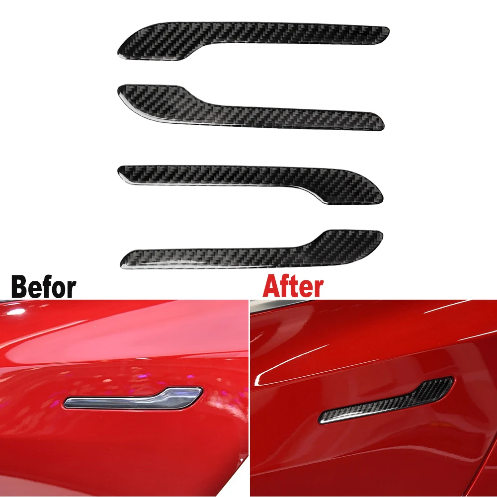 

Carbon Fiber Car Door Handle Wrap Cover Trim Protector Sticker Accessories For Tesla Model 3 Model Y
