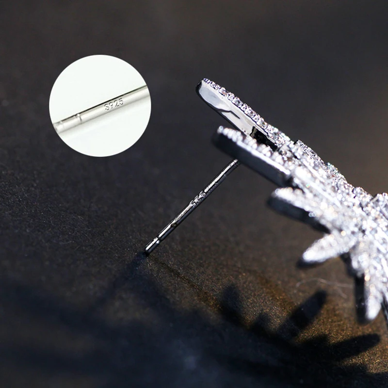 

S925 Sterling Silver Needle Earrings Super Flash Micro Diamond Temperament Sun Flower Earrings 210317-21