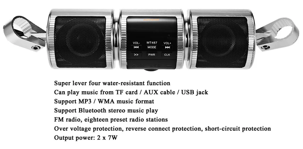 Мотоцикл динамик Mото Bluetooth MP3 музыкальный плеер DC 12 В водостойкий светодиодный дисплей стерео система Поддержка USB TF карта fm-радио