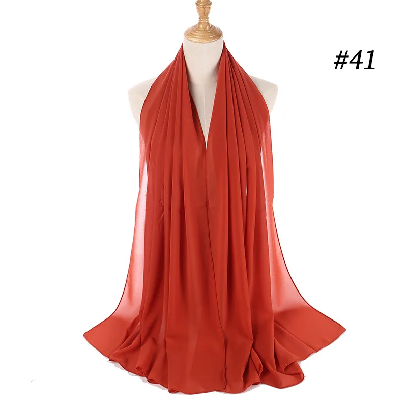 

Fashion Plain Bubble Chiffon Scarf Women's Hijab Wrap Solid ColorShawls Headband Muslim HijabsTurbanet Headscarf 49colors