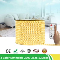 20mlot dimmable brightness flexible led strip 2835smd 120ledsm ac 220v ribbon rope light waterproof ip67 with remote control