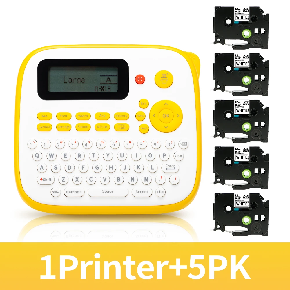 

Label Maker D210S 1Printer+5pk 231 431 131 Compatible For P Touch TZe Label Tape Portable,Easy-to-Use,Home Office,Organization