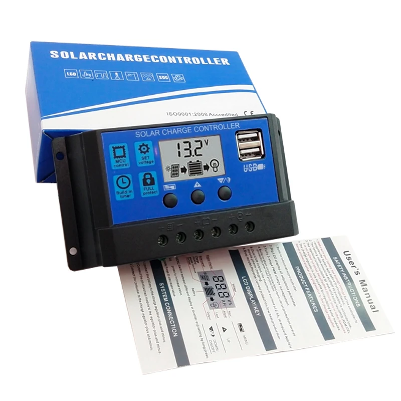 Бесплатная доставка! Зарядное устройство для солнечных батарей 60A 50A 40A 30A 20A 10A 12V24V