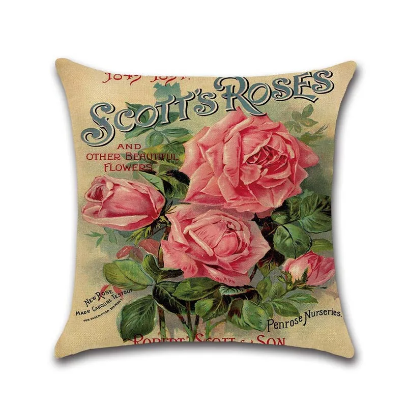 

Vintage style beautiful flowers cushion cover decorative pillowcase pink pattern pillowcase cushion cover pillowcase