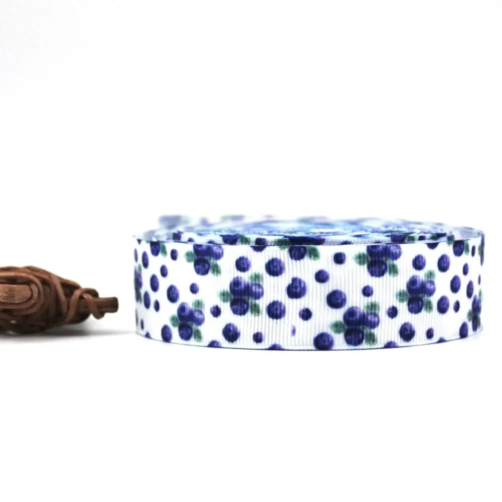 

Blueberry Print Ribbon Groagrain Wedding Party Decoration Ribbon Printed Brithday Gift22mm 25mm 38mm 57mm 75mm