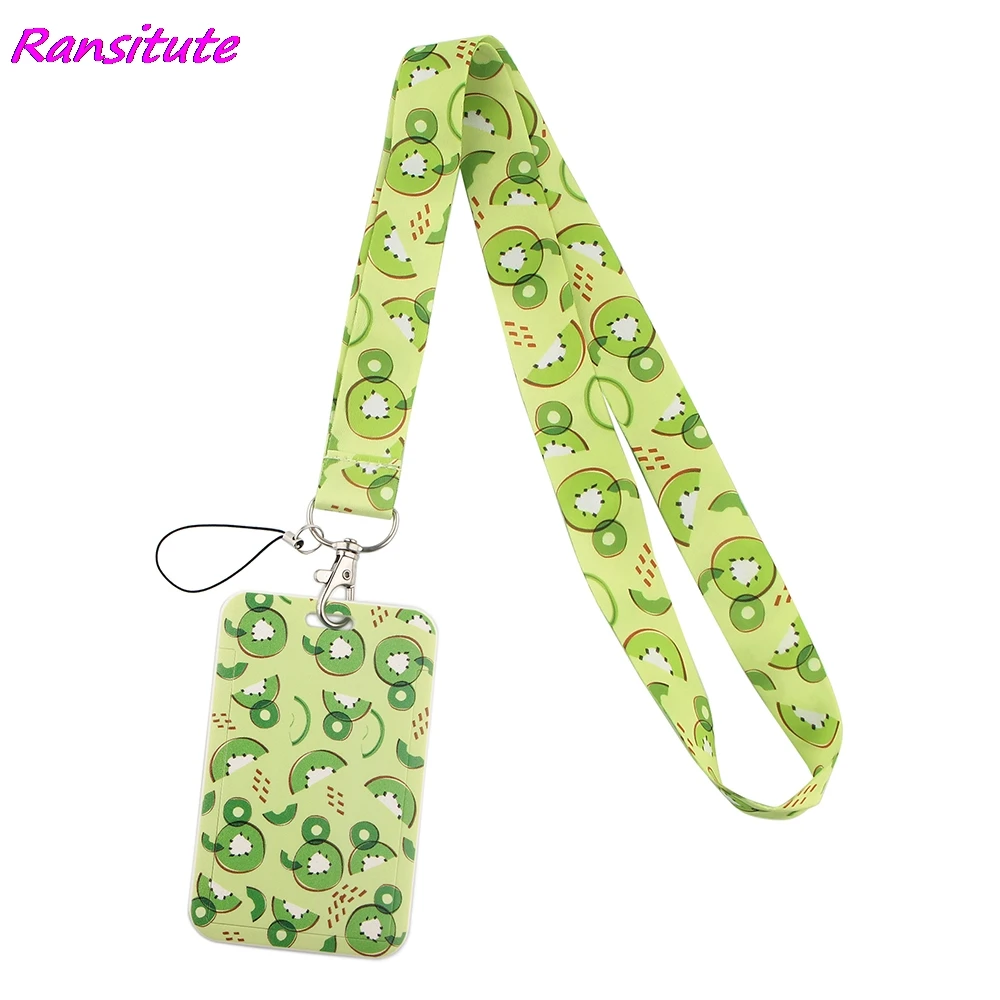 

Ransitute R1757 Fruit Kiwi Green Fashion Lanyards ID Badge Holder Bus Pass Case Cover Slip Bank Credit Card Holder Strap Lanyard